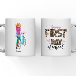 Back To School Girl's Mug - Happy First Day Of School Personalized Mug With Best Friends