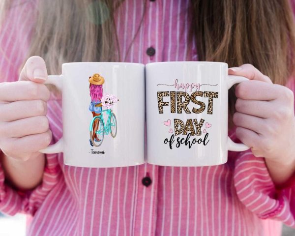 Back To School Girl's Mug - Happy First Day Of School Personalized Mug With Best Friends - Image 2