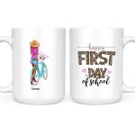Back To School Girl's Mug - Happy First Day Of School Personalized Mug With Best Friends - Image 3
