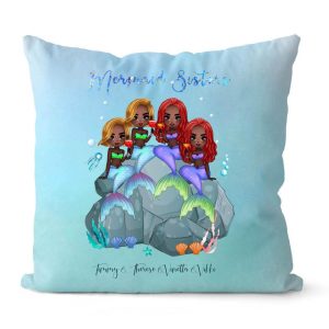 Mermaid Sister Pillow - Cutest Little Mermaid Under The Sea Personalized Pillow
