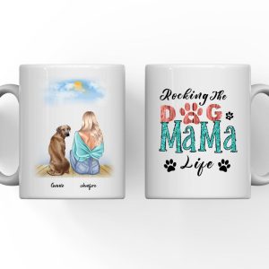 Dog Mama Mug  - Up To 4 Dogs Rocking The Dog Mama Life Customized Dog Mugs