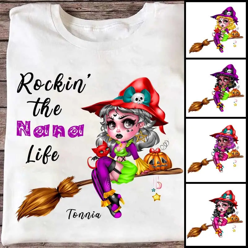 630b92c374c6a_large_4c73a1c1-c76e-4cfe-b2d7-66233904e343 Personalized Witch T-Shirts - Rockin' The Nana Life T Shirts Personalized Halloween Gifts for Family - Image 1