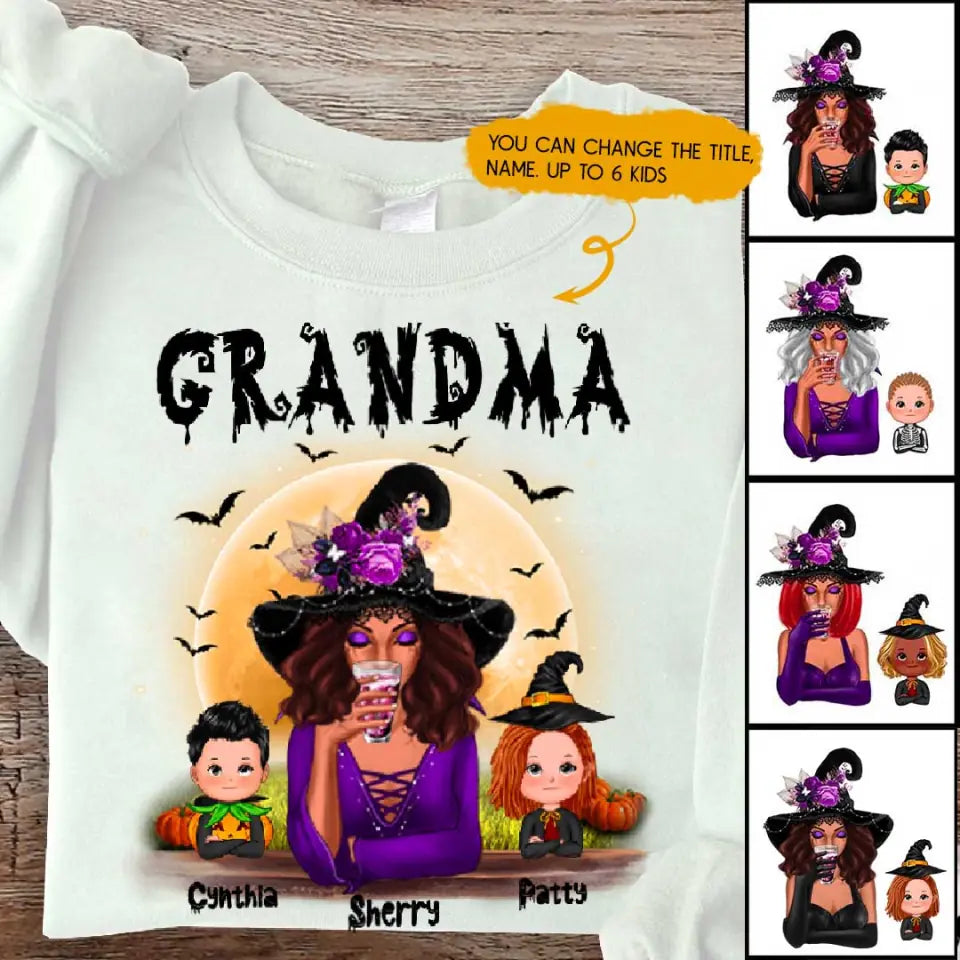 630baf3eeaaa9_large_b53890d8-46ef-4c03-9031-e2d29b92793b Witch Mom Sweatshirt - Up to 6 Kids Halloween Sweatshirt Customization for Mom - Image 1