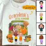 Fall Grandma Sweatshirt - Grandma's Little Pumpkins Fall Personalized Sweatshirt