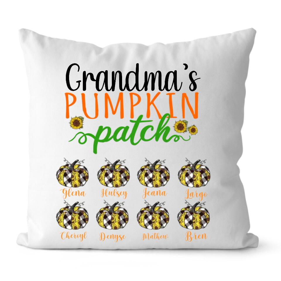 630ee5848200c Fall Pumpkin Pillow - Grandma's Pumpkin Patch Personalized Pillow Best Family Gifts - Image 1