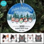 Cat Lover Ornaments - Happy Christmas With Cat Together Personalized Christmas Ornaments - Image 2