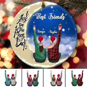 Personalized Sister Ornament - Sister On the Moon Personalized Best Friends & Sister Christmas Ornament