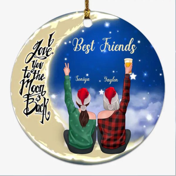 Personalized Sister Ornament - Sister On the Moon Personalized Best Friends & Sister Christmas Ornament - Image 3