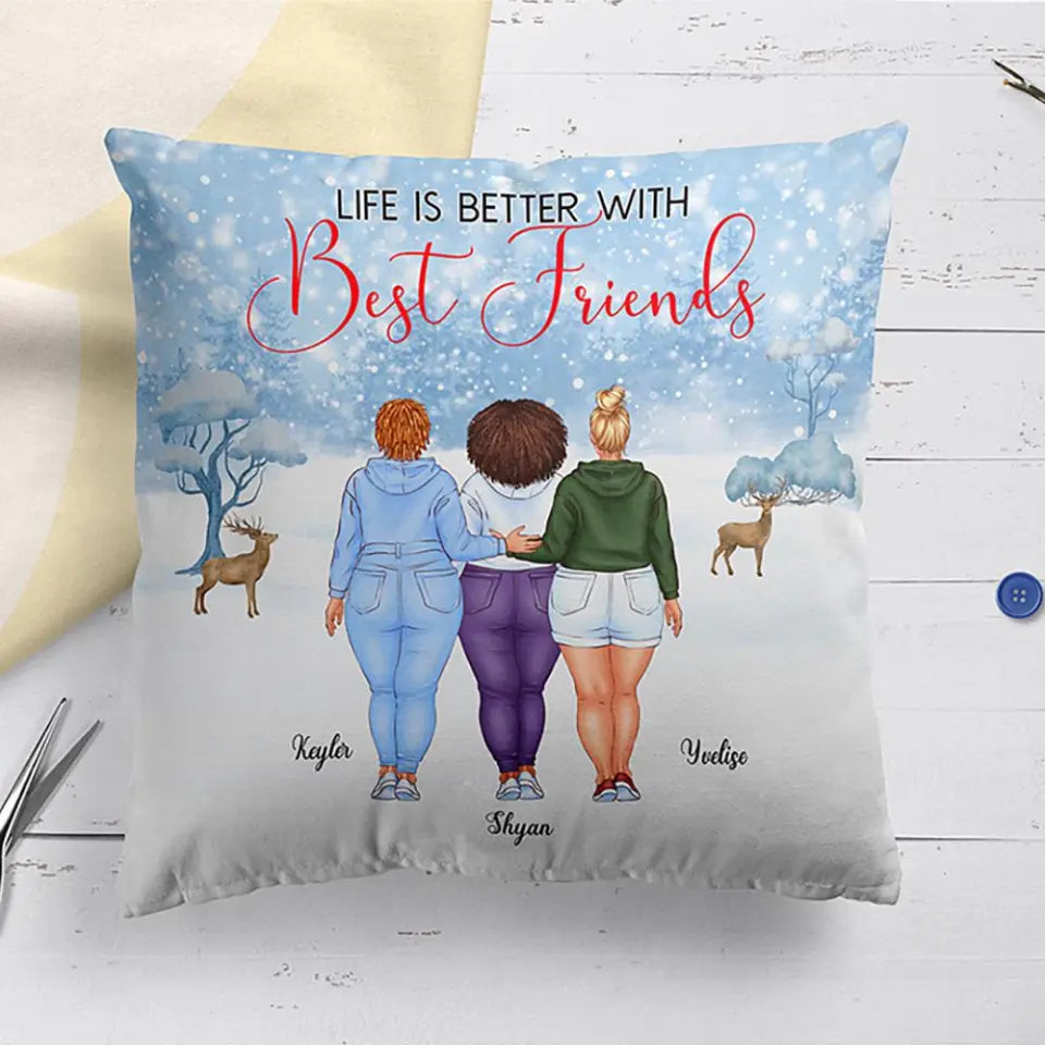 6342b270980c7_large_a37bd2c6-c7ef-4591-a0e8-7469145932ae Best Friends Pillow - Up To 5 Sisters Life Is Better With Best Friends Personalized Pillow - Image 1