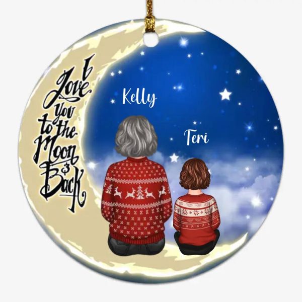Grandma & Kids Ornaments - Grandma & Grandkids On The Moon Personalized Ornament - Image 2
