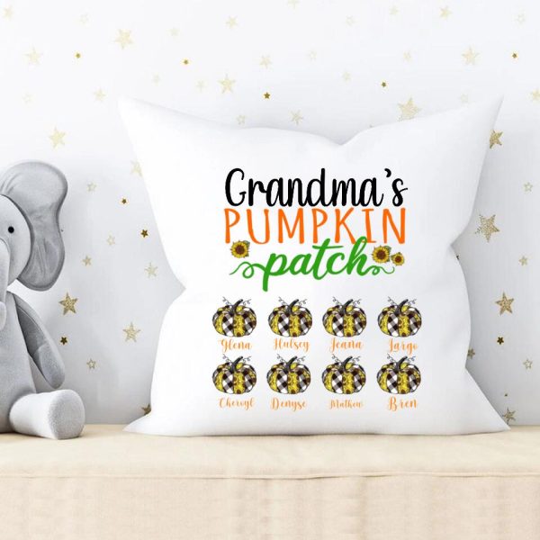 Fall Pumpkin Pillow - Grandma's Pumpkin Patch Personalized Pillow Best Family Gifts - Image 3