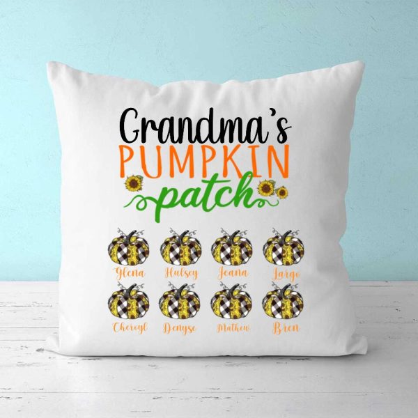 Fall Pumpkin Pillow - Grandma's Pumpkin Patch Personalized Pillow Best Family Gifts - Image 2