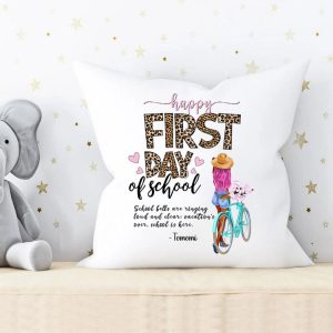 School Girl Pillow - Happy First Day Of School Personal Design Pillow