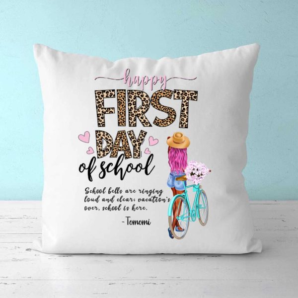 School Girl Pillow - Happy First Day Of School Personal Design Pillow - Image 2