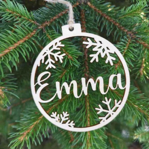Christmas Name Ornaments - Personalized Christmas Ornaments Wooden Snowflake Christmas Hanging Gift - Image 2