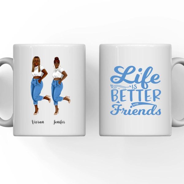 Denim Sister Mug - 2 & 3 Fashion Denim Girls Personalised Bestie Mug - Image 2