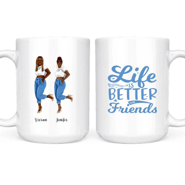 Denim Sister Mug - 2 & 3 Fashion Denim Girls Personalised Bestie Mug - Image 3