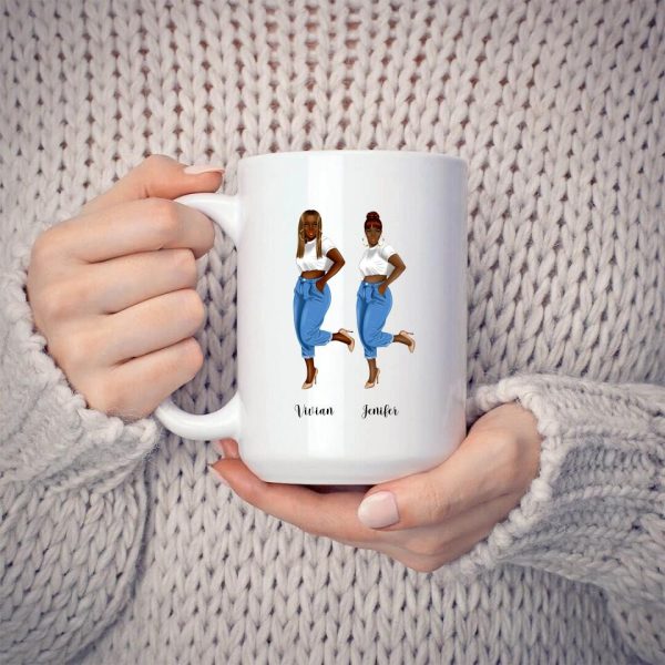 Denim Sister Mug - 2 & 3 Fashion Denim Girls Personalised Bestie Mug - Image 4