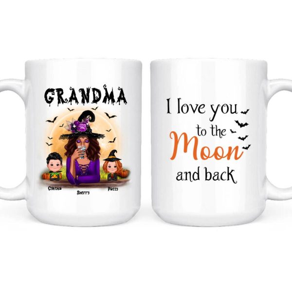 Witch Mom Mug - Up to 6 Kids Witch Grandmother and Mother Personalized Witch Mug Halloween Gift - Image 3