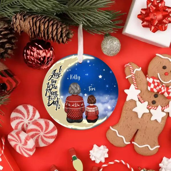 Grandma & Kids Ornaments - Grandma & Grandkids On The Moon Personalized Ornament - Image 3