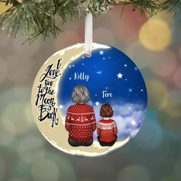 Grandma & Kids Ornaments - Grandma & Grandkids On The Moon Personalized Ornament - Image 4