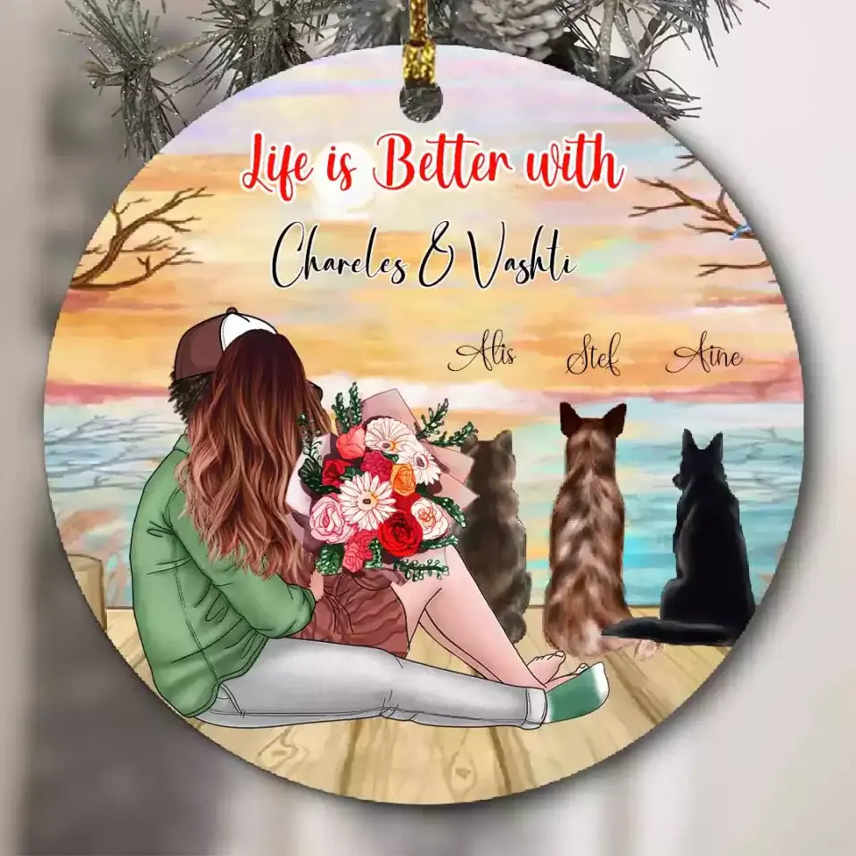 6351030750bc6_large_6ddd2485-20a5-49d2-88a1-ec9f99b728a0 Couple With Dog Ornaments - Up To 3 Dogs Personalized Couple & Dog Ornament Gifts - Image 1