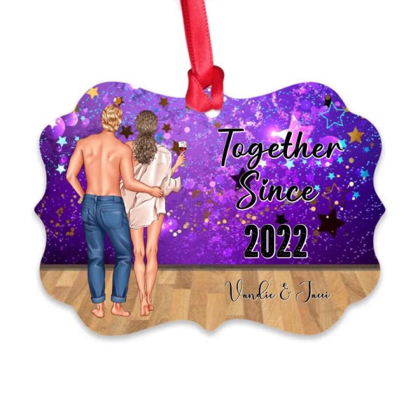 Couple Ornaments - Together Since Personalized Couple Ornaments Purple Design Gift - Image 2