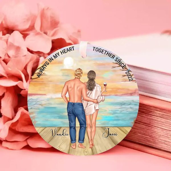 Couple Ornaments - Together Since Personalized Couple Ornaments Sunset Scenery - Image 3