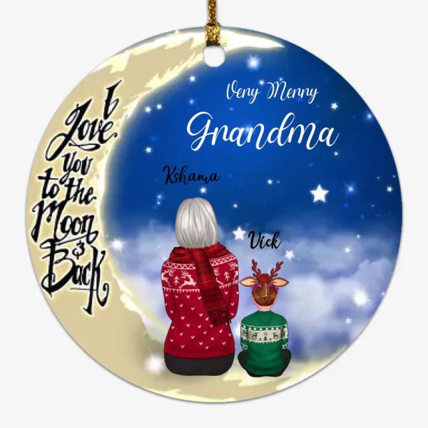 Women and Kids Ornaments - Grandmothers & Moms & Kids on the Moon Personalized Christmas Ornaments Gifts - Image 3