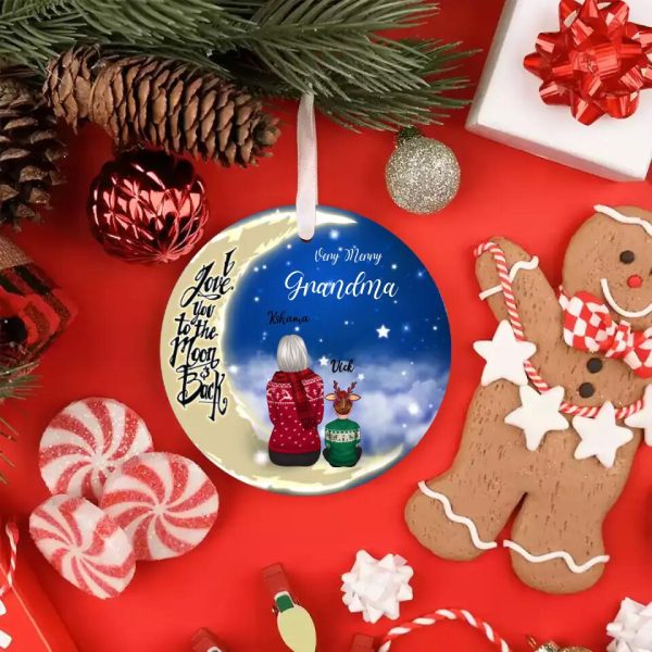 Women and Kids Ornaments - Grandmothers & Moms & Kids on the Moon Personalized Christmas Ornaments Gifts - Image 4
