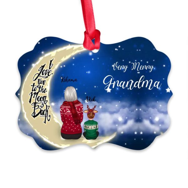Women and Kids Ornaments - Grandmothers & Moms & Kids on the Moon Personalized Christmas Ornaments Gifts - Image 6