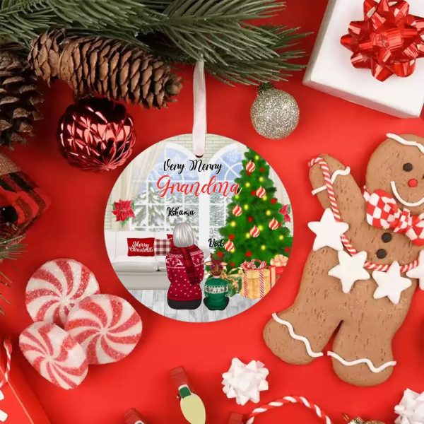 Grandma & Kids Ornaments - Very Merry Grandma Personalized Ornaments Family Christmas Gifts - Image 3