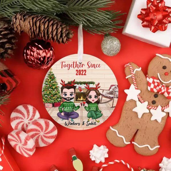 Christmas Couple Ornament - Together Since Personalized Chibi Couple Ornaments Christmas Gift - Image 3