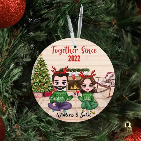 Christmas Couple Ornament - Together Since Personalized Chibi Couple Ornaments Christmas Gift - Image 4