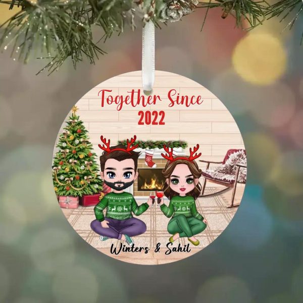 Christmas Couple Ornament - Together Since Personalized Chibi Couple Ornaments Christmas Gift - Image 5