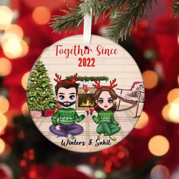Christmas Couple Ornament - Together Since Personalized Chibi Couple Ornaments Christmas Gift - Image 6