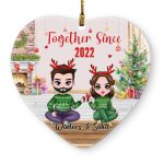 Christmas Couple Ornament - Together Since Personalized Chibi Couple Ornaments Christmas Gift - Image 8