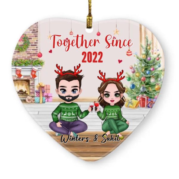 Christmas Couple Ornament - Together Since Personalized Chibi Couple Ornaments Christmas Gift - Image 8