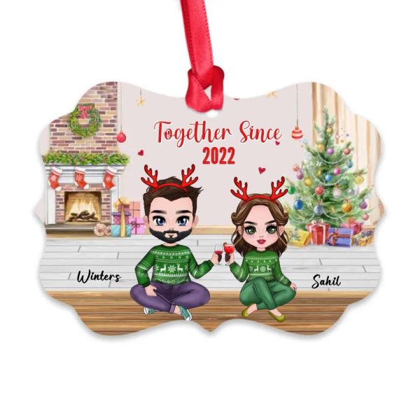 Christmas Couple Ornament - Together Since Personalized Chibi Couple Ornaments Christmas Gift - Image 7