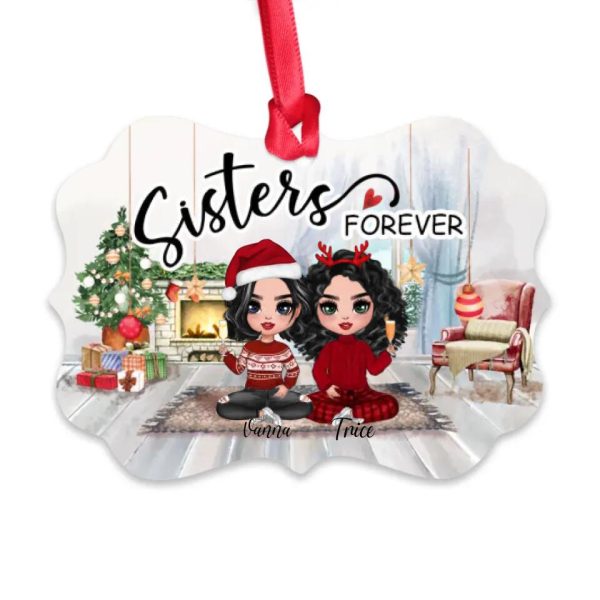 Sister Forever Ornaments - Up to 4 Sisters Personalized Christmas Best Friends Ornaments - Image 4