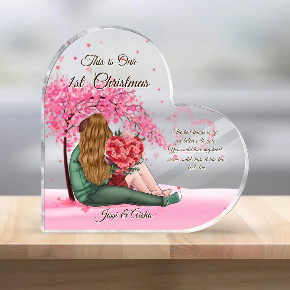 63763bd2b2e3b Couple Desktop Ornament - Transparent Heart-Shaped Acrylic Personalized Valentine's Day Gift Couple Ornament - Image 1