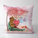 Personalized Couple Pillow - Pink Couple Pillow Personalized Valentine's Day Gift