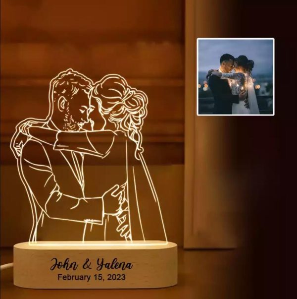 Acrylic Night Light - Personalized Line Drawing With Name and Text Customized Gifts - Image 2
