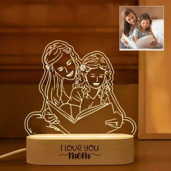 Acrylic Night Light - Personalized Line Drawing With Name and Text Customized Gifts - Image 4