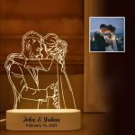 Acrylic Night Light - Personalized Line Drawing With Name and Text Customized Gifts