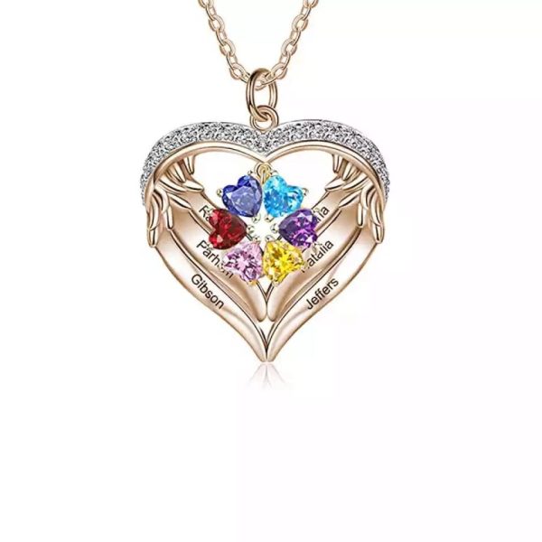 Personalized Name Necklace-Valentine's Day Engraved Name Gemstone Set Personalized Necklace Pendant - Image 3