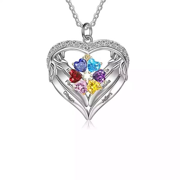 Personalized Name Necklace-Valentine's Day Engraved Name Gemstone Set Personalized Necklace Pendant - Image 5