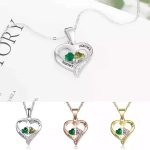 Personalized Heart Necklace - Custom Name Necklace Handmade Gemstone Set Silver Jewelry Valentine's Day Gifts