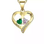 Personalized Heart Necklace - Custom Name Necklace Handmade Gemstone Set Silver Jewelry Valentine's Day Gifts - Image 3