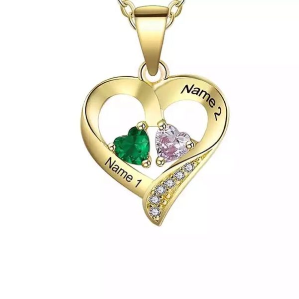 Personalized Heart Necklace - Custom Name Necklace Handmade Gemstone Set Silver Jewelry Valentine's Day Gifts - Image 3